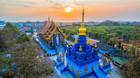 chaing rais white black  blue temples  thailand   art