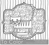 Whimsical Coloring Cat sketch template