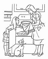 Coloring Pages Mother Helping Mom Pie Bake Print sketch template