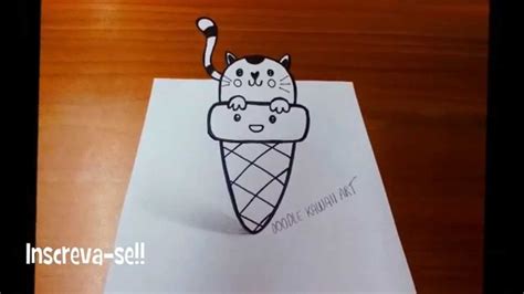 como desenhar um gatinho kawaii 3d how to draw a kawaii