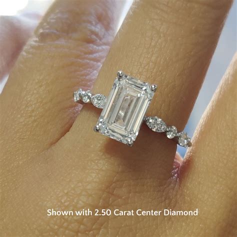 carat emerald cut high prong setting lab diamond ring   white