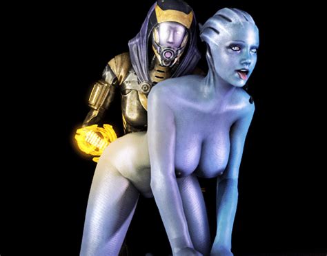 Rule 34 3d Ahe Gao Animated Asari Blue Skin Bodysuit Breasts Clothed