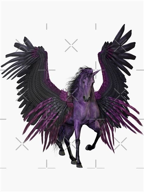 purple violet black fantasy pegasus flying horse sticker