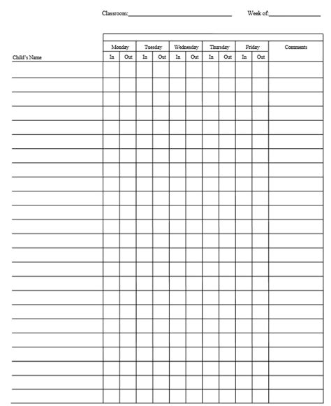 sample child care sign  sheet templates printable samples