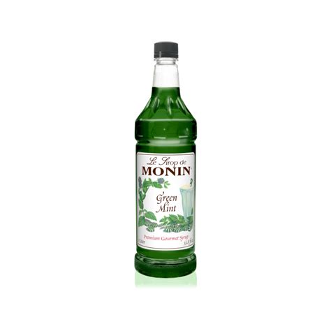 monin green mint flavored syrup plastic liter bottle   case