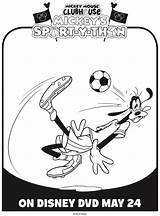 Goofy Coloring Soccer Mickey Mouse Clubhouse Disney Printable Click sketch template