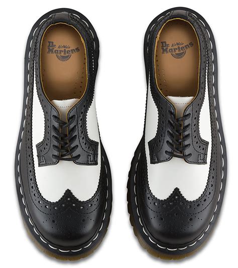dr martens mens  brogue bex black white smooth leather shoes ebay