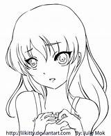 Anime Shy Drawing Girl Coloring Line Little Deviantart Drawings Pages Sketch Template Getdrawings Templates sketch template