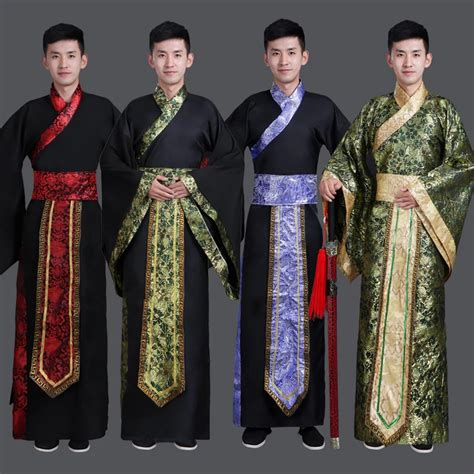 chinese men traditional han fu costume  stage ancient male swordsman