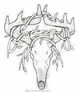 Deer Skull Vines Drawing Coloring Deviantart Ink Pages Outline Skulls Head Sketches Also Available Adult Getdrawings Antlers Updates Recent sketch template