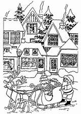 Christmas Coloring Pages Village Printable Getcolorings Icolor sketch template