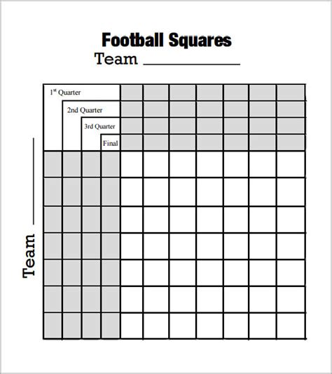 printable football squares  numbers