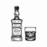 Whiskey Bottle Vector Illustration Drawn Hand Beverage Sketch Beautiful Illustrations Clip Alcoholic Detailed Drink Retro Vintage Style Stock Element Labels sketch template