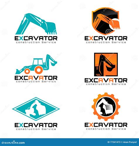 excavator  logo vector illustration set design stock vector