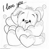 Coloring Pages Puppy Valentine Visit Bear Coloringbook Coloringpages Kids sketch template