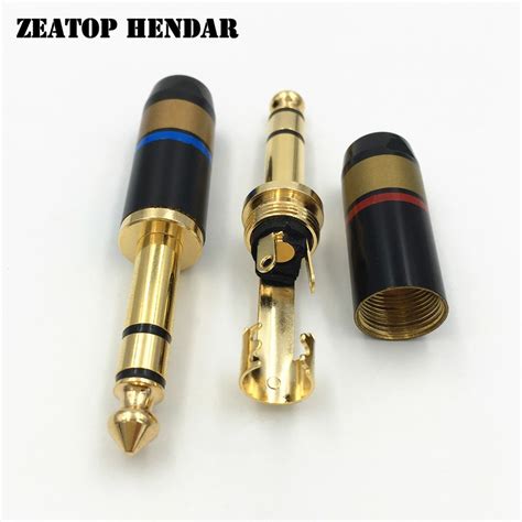 pcs mm  pole stereo male plug wire connector high quality copper gold plated audio jack