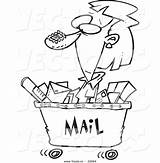 Cartoon Mail Coloring Vector Woman Outlined Cart Leishman Ron Royalty sketch template