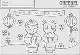 Gong Cai Mewarnai Imlek Kreatif Kartun sketch template