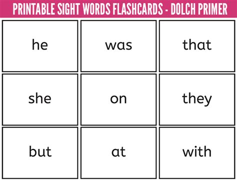 sight words flash cards dolch sight words