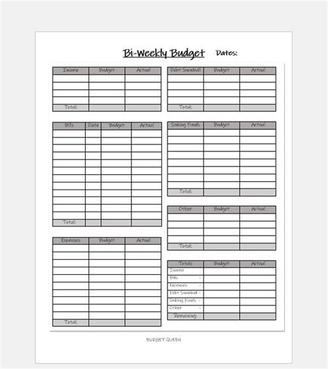 printable bi weekly budget planner