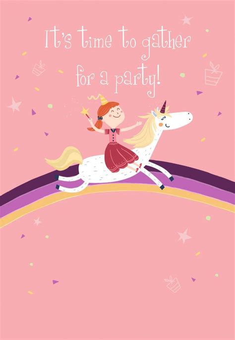 unicorn birthday card template printable birthday invitations