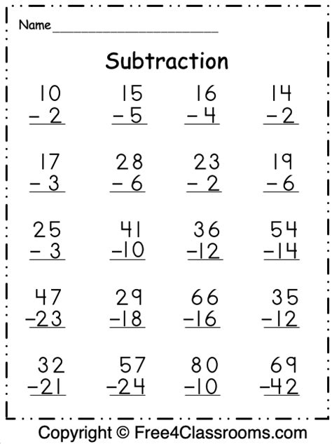 printable subtraction worksheets printable templates