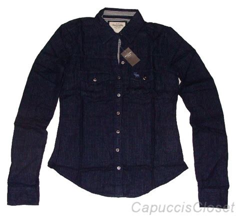 Abercrombie And Fitch Womens Fallon Navy Blue Button Down Oxford Shirt Xs
