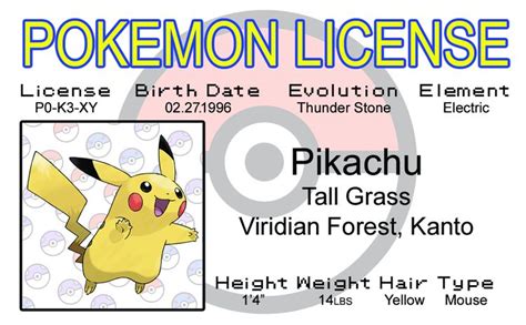wholesale novelty fake ids pikachu id