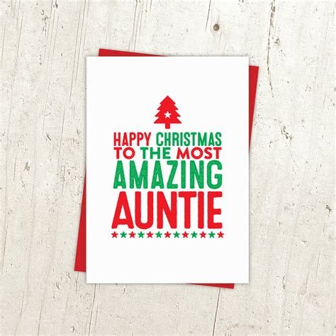 amazing aunty aunt auntie christmas card by a is for alphabet