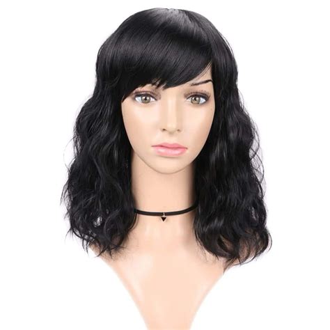 medium length curly wig with bangs sissylover