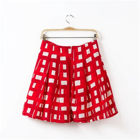 Good Quality Elegant Preppy Style A Line Flare Short Women Skirt Red