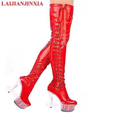 laijianjinxia red sexy bride shoes ultra high with pole dancing boots