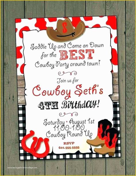 cowboy invitations template   western birthday invitation