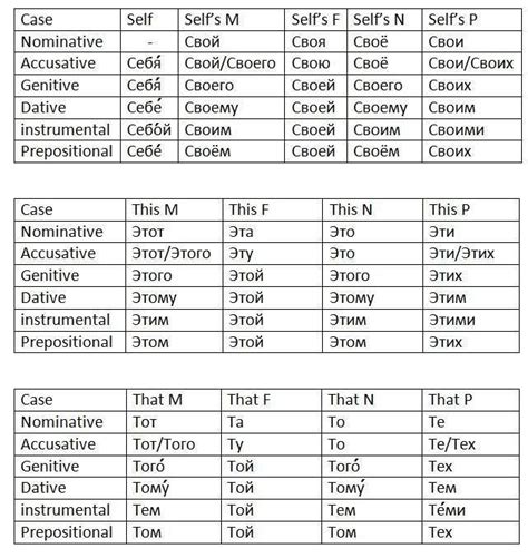 russian cases conjugation sheets  nouns pronouns adjectives russian language learning
