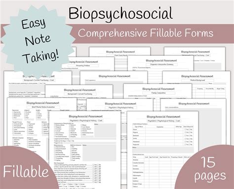 biopsychosocial assessment forms comprehensive fillable forms etsy