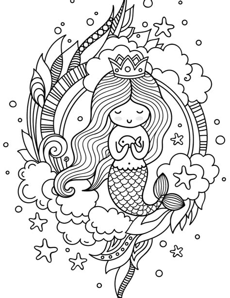 mermaid girl coloring pages