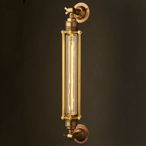 brass long bulb cage wall mount lamp