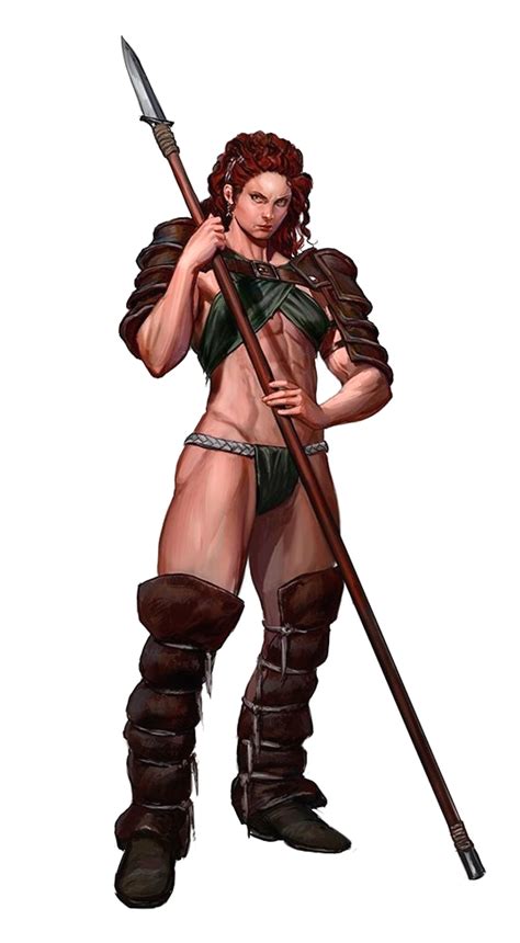 Female Human Tribal Barbarian Pathfinder Pfrpg Dnd Dandd 3