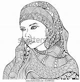 Muslim Hijab Zentangle sketch template