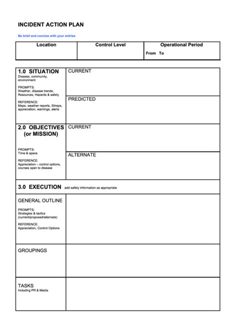 fillable incident action plan printable