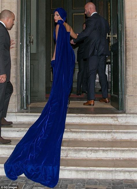 Lady Gaga Dazzles In Royal Blue Gown And Turban With Tony