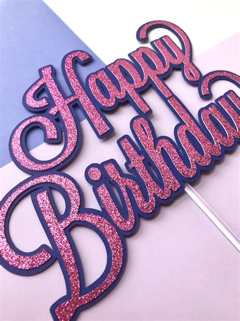 happy birthday cake topper glitter cake topper etsy happy birthday