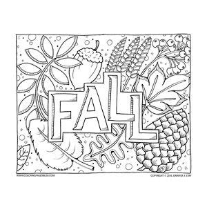 fall coloring page full  leaves   autumn themed items