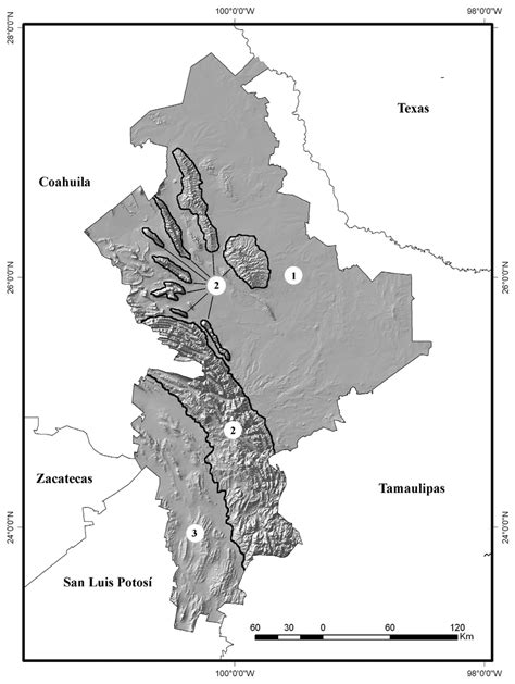 Topographical Map Of The State Of Nuevo León Mexico 1