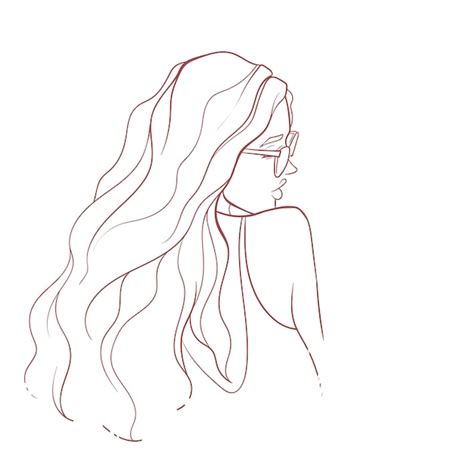 premium vector outline drawing   girl