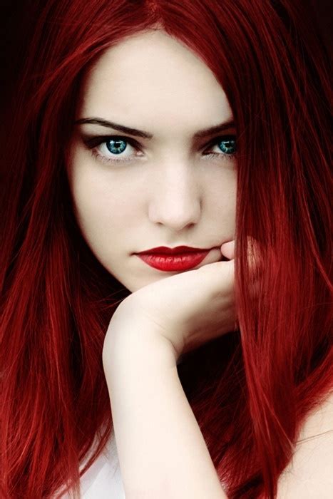 dark red hair blue eyes pale skin