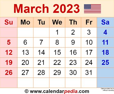 march 2023 calendar templates for word excel and pdf