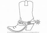 Cowboy Drawing Boot Easy Cowgirl Spurs Tutorials sketch template