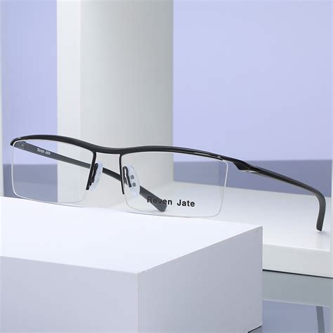 browline half rim alloy metal glasses frame for men eyeglasses fashion