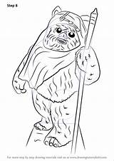 Wars Star Ewok Coloring Drawing Step Draw Pages Wicket Tutorials Template sketch template